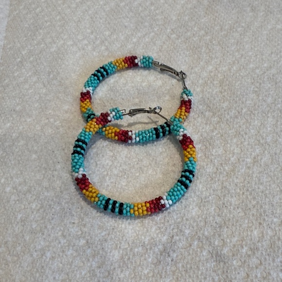 Jewelry - Large Colorful Beaded Hoop Earrings